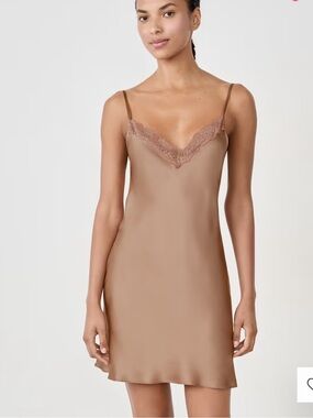 Etam 100% Silk Nightdress Slip Lace Trim S